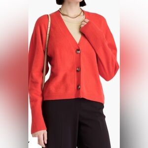 NAADAM 100% Cashmere Orange V-Neck Cardigan button Size M